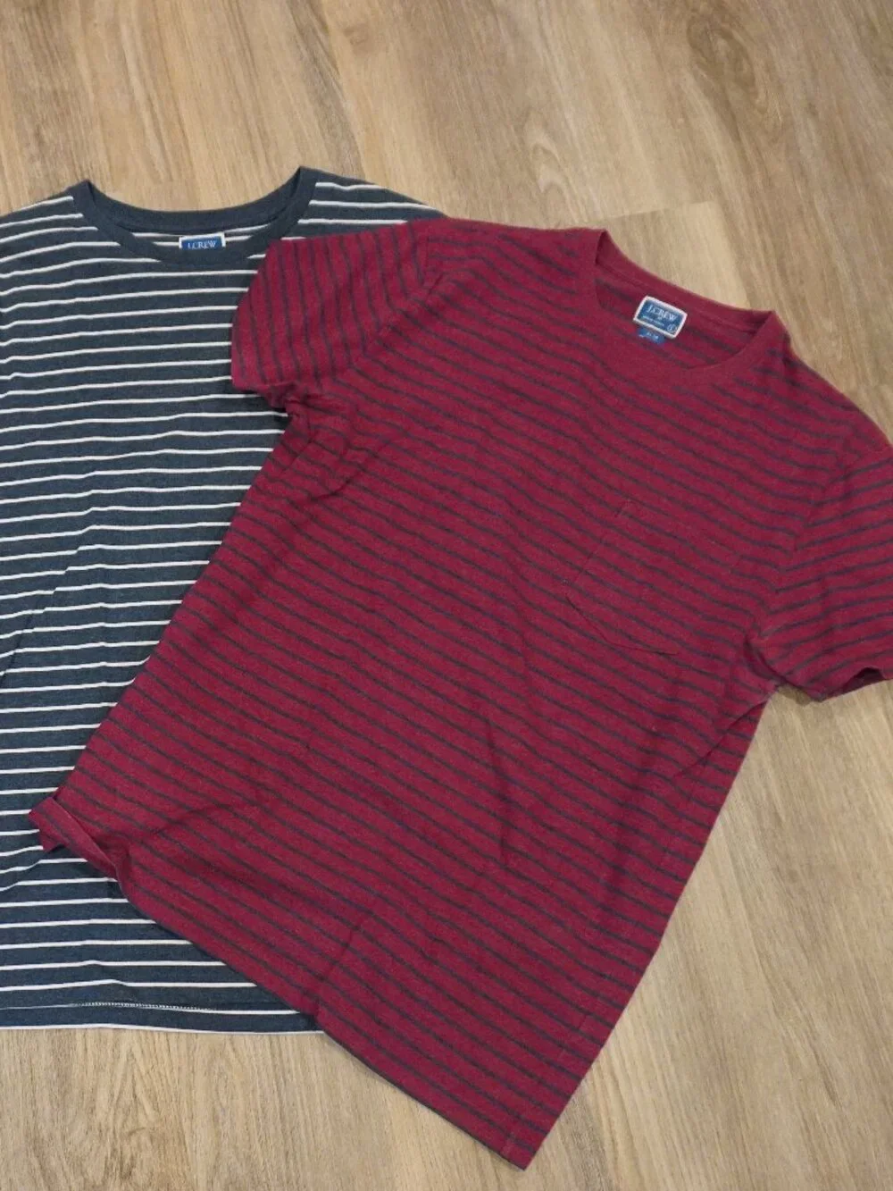 Men's J. Crew Slim Fit Striped Shirts 2-Pack Blue & Red Size Large